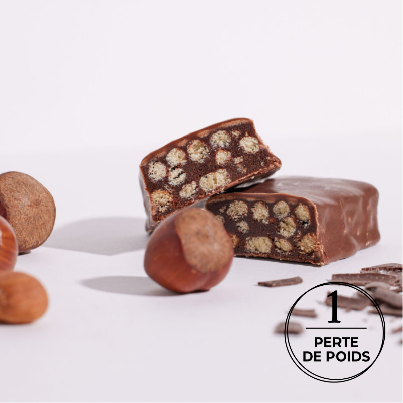 Barre chocolat noisette faible en sucres