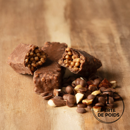 Barre fluffy croustillante chocolat praliné