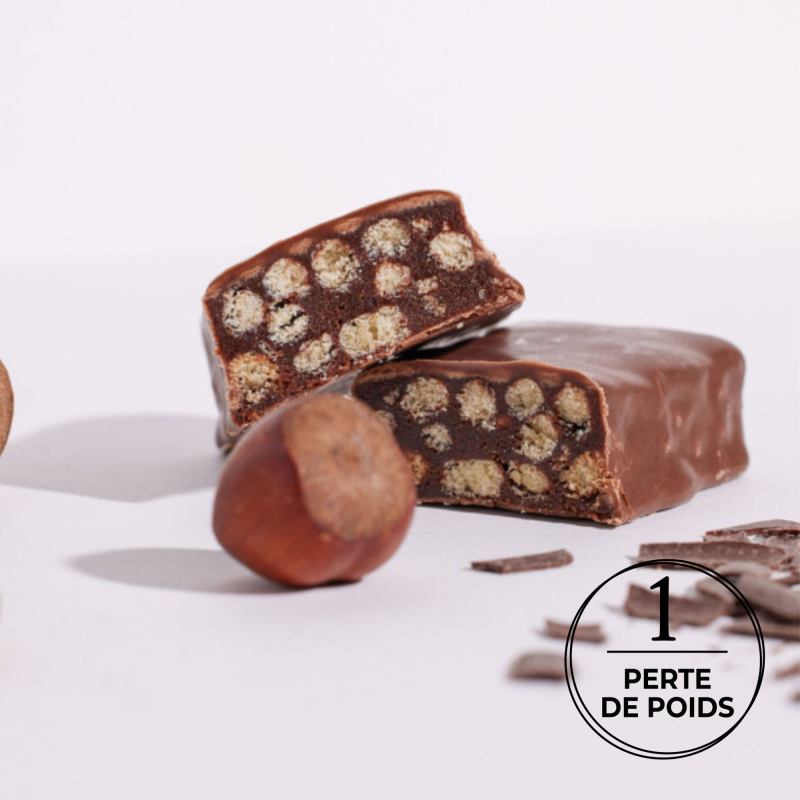 Barre chocolat noisette faible en sucres